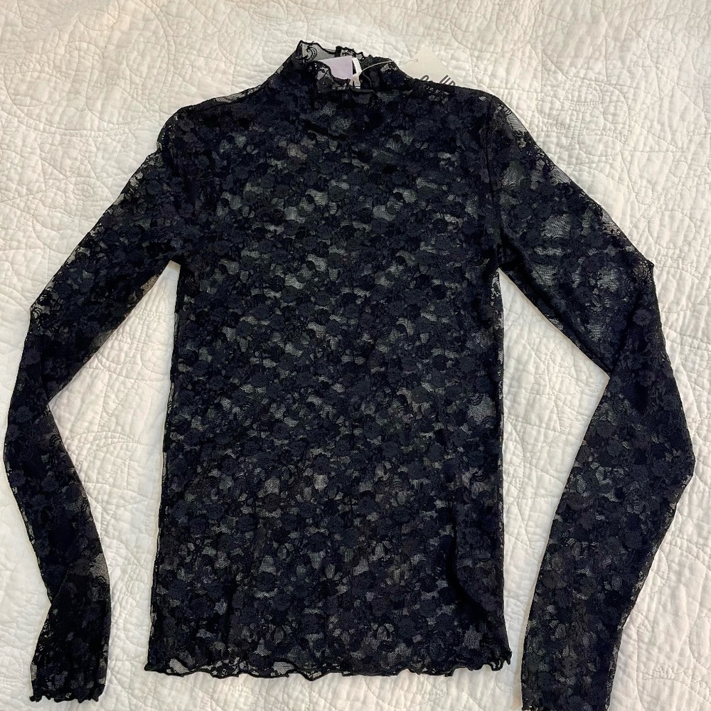 urban outfitters sheer black lace top